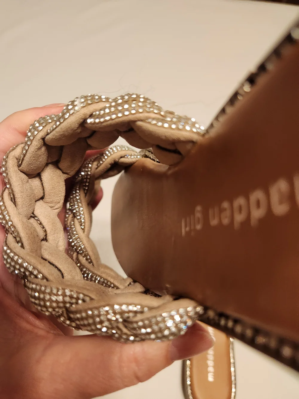 Madden Girl Rhinestone Braided Slide Sandals Size 6 Sparkly Embellished